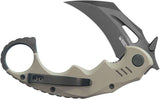 Kubey Mini Wrath Karambit Linerlock Tan G10 Folding Black 14C28N Pocket Knife 262G