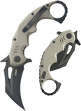 Kubey Mini Wrath Karambit Linerlock Tan G10 Folding Black 14C28N Pocket Knife 262G