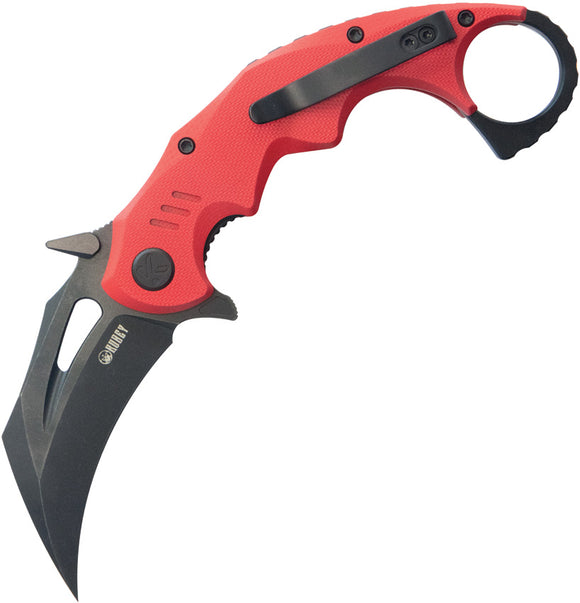 Kubey Mini Wrath Karambit Linerlock Red G10 Folding Black 14C28N Pocket Knife 262H