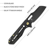 Kubey Atlas Framelock Black Titanium Folding CPM-35VN Pocket Knife 290B