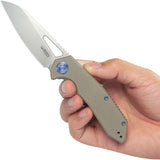 Kubey Vagrant Linerlock Tan G10 Folding Bohler M390 Pocket Knife OPEN BOX