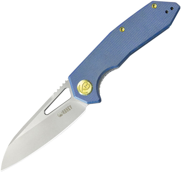 Kubey Vagrant Linerlock Blue Micarta Folding Bohler M390 Pocket Knife OPEN BOX