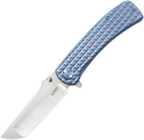 Kubey Interflow Framelock Blue Titanium Folding Bohler M390 Pocket Knife 294B