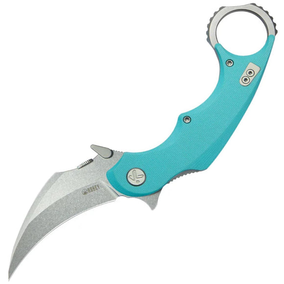 Kubey Rogue Pikal Karambit Linerlock Light Blue G10 Folding 14C28N Pocket Knife 298C