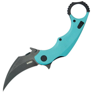 Kubey Rogue Pikal Karambit Linerlock Light Blue G10 Folding Black 14C28N Knife 298D