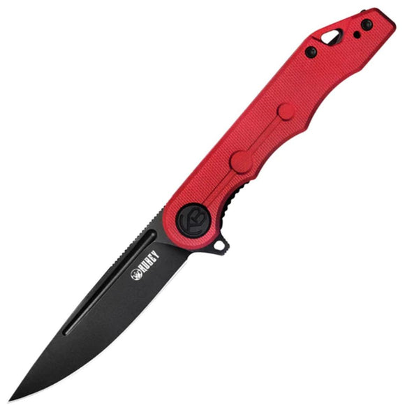 Kubey Mizo Linerlock Red G10 Folding Black AUS-10 Drop Point Pocket Knife 312C