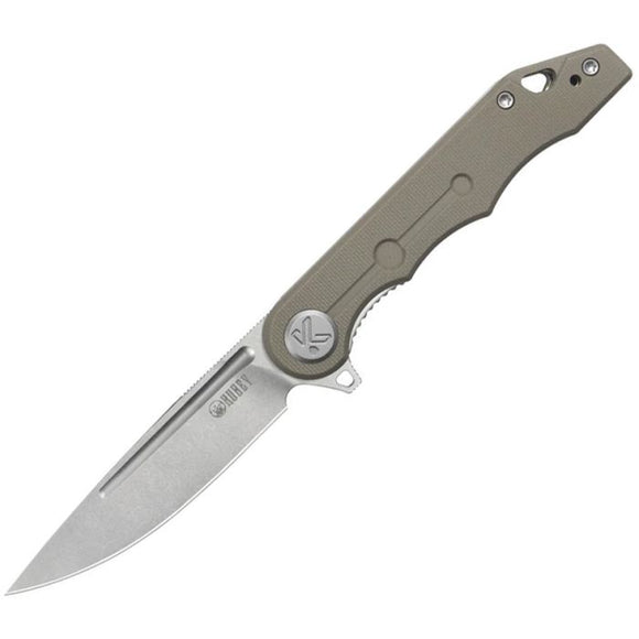 Kubey Mizo Linerlock Khaki G10 Folding 14C28N Drop Point Pocket Knife 312S