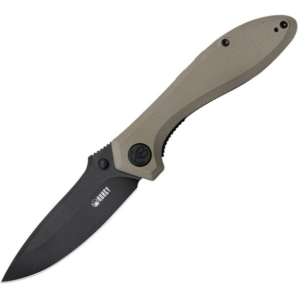 Kubey Ruckus Linerlock Tan G10 Folding AUS-10 Drop Pt Pocket Knife 314K