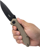 Kubey Ruckus Linerlock Tan G10 Folding AUS-10 Drop Pt Pocket Knife 314K