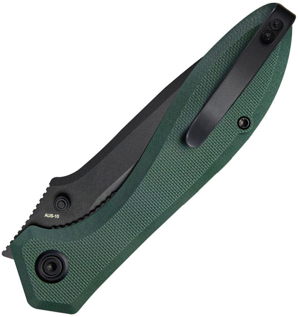Kubey Ruckus Linerlock Green G10 Folding AUS-10 Drop Pt Pocket Knife 314L
