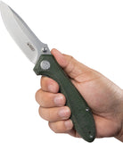 Kubey Ruckus Linerlock Green Micarta Folding AUS-10 Drop Pt Pocket Knife 314N
