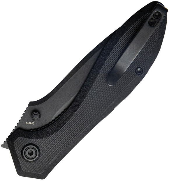 Kubey Ruckus Linerlock Blackout G10 Folding AUS-10 Drop Pt Pocket Knife 314O