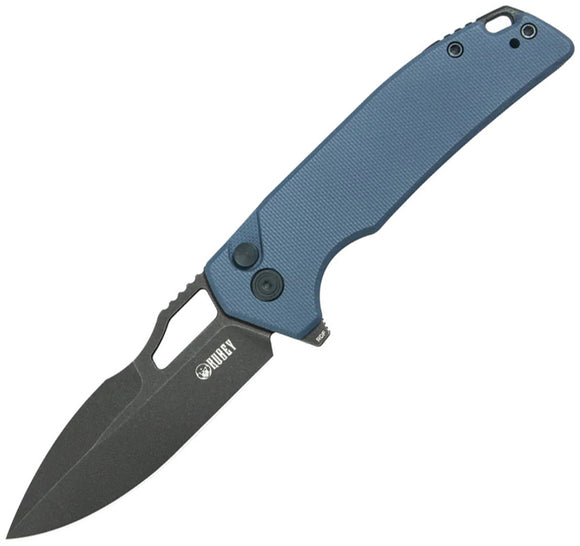 Kubey RDF Button Lock Blue G10 Folding Sandvik 14C28N Pocket Knife 316J