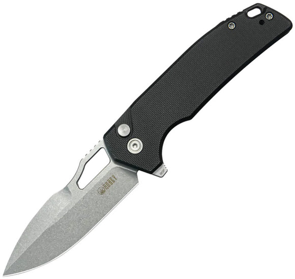 Kubey RDF Button Lock Black G10 Folding Sandvik 14C28N Pocket Knife 316N