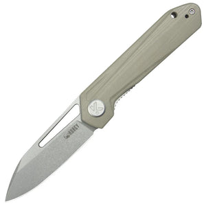 Kubey Royal Linerlock Tan G10 Folding 14C28N Clip Point Pocket Knife 321Q