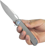 Kubey KB Knives Hydro Framelock Gray Titanium Folding Bohler M390 Pocket Knife 323A