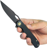 Kubey KB Knives Hydro Framelock Black Titanium Folding Bohler M390 Pocket Knife 323B