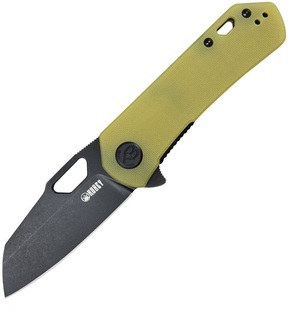 Kubey Duroc Linerlock Transulcent Yellow G10 Folding AUS-10 Sheepsfoot Pocket Knife 332H