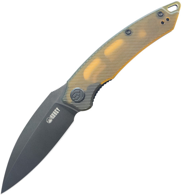 Kubey Leaf Linerlock Ultem Folding Black AUS-10 Drop Point Pocket Knife 333H