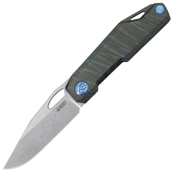 Kubey Verijero Framelock Flamed 6AL4V Titanium Folding 14C28N Pocket Knife 340F