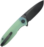 Kubey Belus EDC Linerlock Jade G10 Folding Blackwash 14C28N Pocket Knife 342K