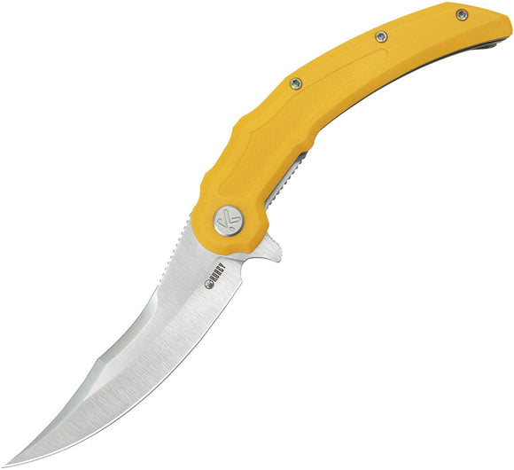 Kubey Wave Crest Linerlock Yellow G10 Folding 14C28N Pikal Pocket Knife 346C