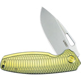 Kubey Tityus Framelock Gold Pattern Titanium Folding 14C28N Pocket Knife 360G