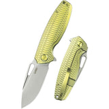 Kubey Tityus Framelock Gold Pattern Titanium Folding 14C28N Pocket Knife 360G