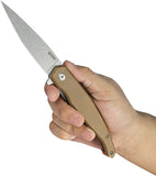 Kubey MOS Hydra Linerlock Tan Micarta Folding 14C28N Spear Pt Pocket Knife 361C