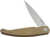 Kubey MOS Hydra Linerlock Tan Micarta Folding 14C28N Spear Pt Pocket Knife 361C