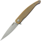 Kubey MOS Hydra Linerlock Tan Micarta Folding 14C28N Spear Pt Pocket Knife 361C