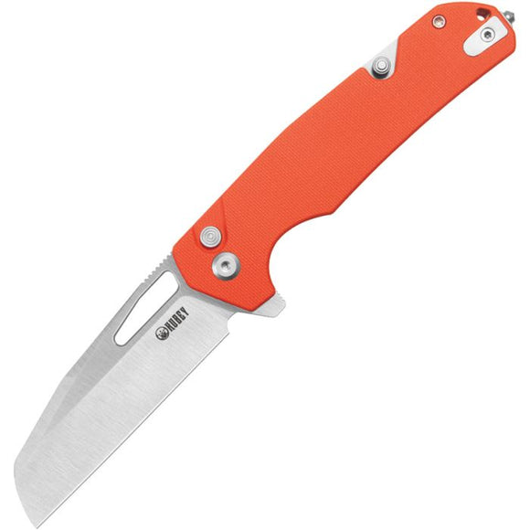 Kubey 10-8 Button Lock Orange G10 Folding 14C28N Sheepsfoot Pocket Knife 363B
