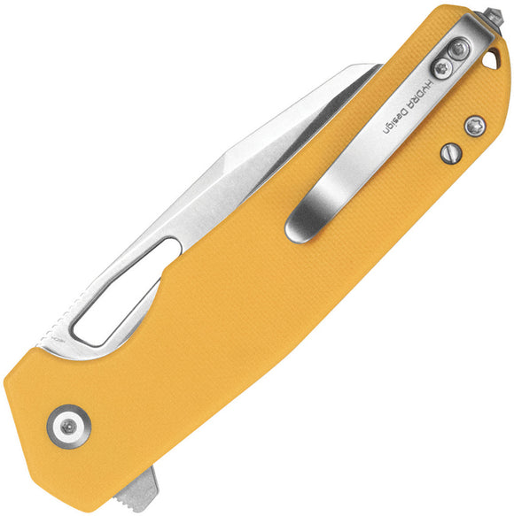 Kubey 10-8 Button Lock Yellow G10 Folding 14C28N Sheepsfoot Pocket Knife 363C