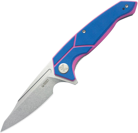 Kubey RBC-1 Outdoor Linerlock Blue & Pink G10 Folding Sandvik 14C28N Knife 373C