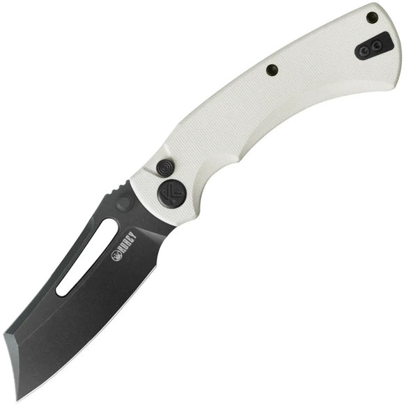 Kubey Dheo Button Lock White G10 Folding 14C28N Wharncliffe Pocket Knife 378E