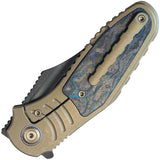 Kubey KB Knives Stroller Bolster Lock Bronze Titanium & Carbon Fiber Folding 20CV Knife 384C