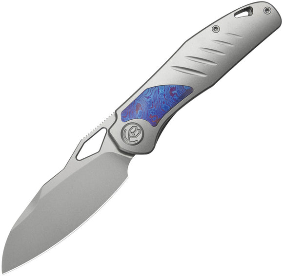 Kubey KB Knives Sudden Framelock Gray Titanium & Timascus Folding 20CV Pocket Knife 385A