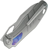 Kubey KB Knives Sudden Framelock Gray Titanium & Timascus Folding 20CV Pocket Knife 385A