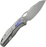 Kubey KB Knives Sudden Framelock Gray Titanium & Timascus Folding 20CV Pocket Knife 385A