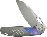 Kubey KB Knives Sudden Framelock Gray Titanium & Timascus Folding 20CV Pocket Knife 385A