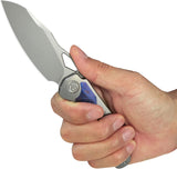 Kubey KB Knives Sudden Framelock Gray Titanium & Timascus Folding 20CV Pocket Knife 385A