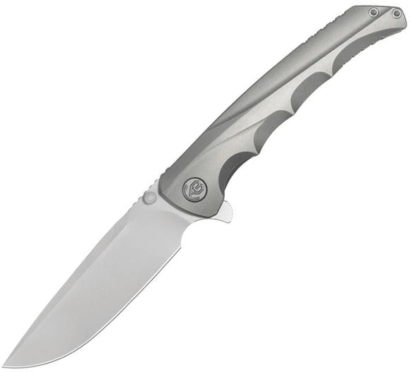 Kubey KB Knives Zazoo Framelock Gray Titanium Folding M390 Pocket Knife 389A
