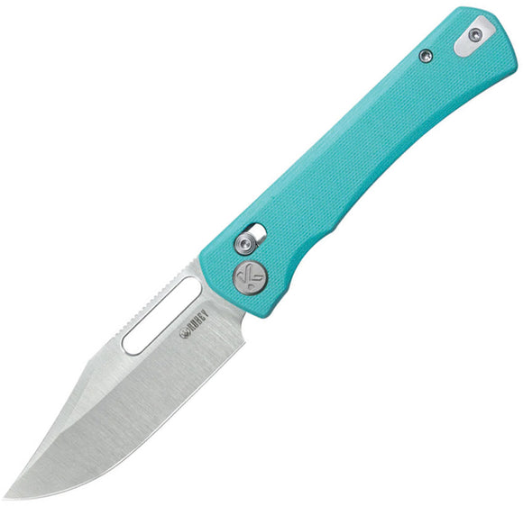 Kubey TBO Crossbar Lock Light Blue G10 Folding 14C28N Clip Pt Pocket Knife 396B