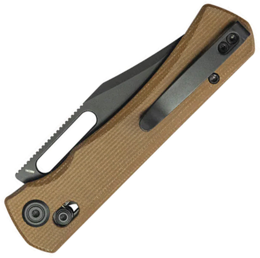 Kubey TBO Crosslock Black Tan Folding Knife | Quality EDC