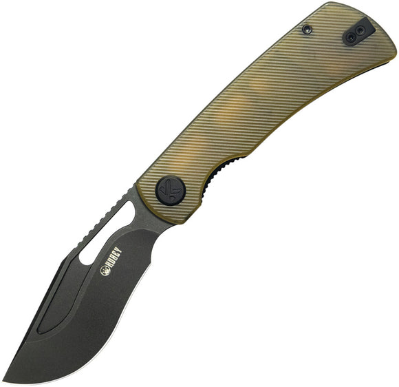 Kubey Gurkha Linerlock Ultem Folding Black Sandvik 14C28N Pocket Knife 397D