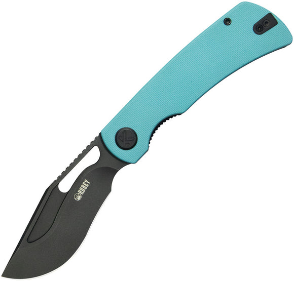 Kubey Gurkha Linerlock Light Blue G10 Folding Black Sandvik 14C28N Pocket Knife 397F