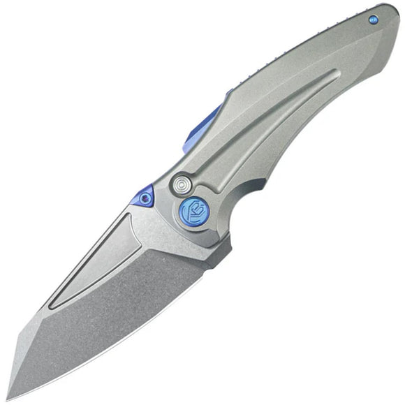 Kubey KB Knives Sumo Button Lock Gray 6AL4V Titanium Folding CPM-20CV Pocket Knife 400A