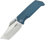Kubey Hamster Linerlock Denim Blue Micarta Folding 14C28N Pocket Knife 402E