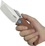 Kubey Hamster Linerlock Tan Micarta Folding 14C28N Pocket Knife 402F