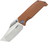 Kubey Hamster Linerlock Tan Micarta Folding 14C28N Pocket Knife 402F